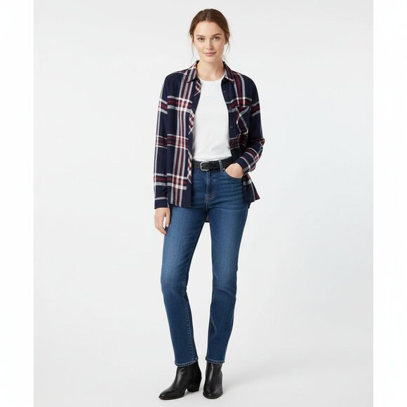 Rails Blue & White Plaid Checker Soft Long Sleeve Button Up Top S - Picture 9 of 9